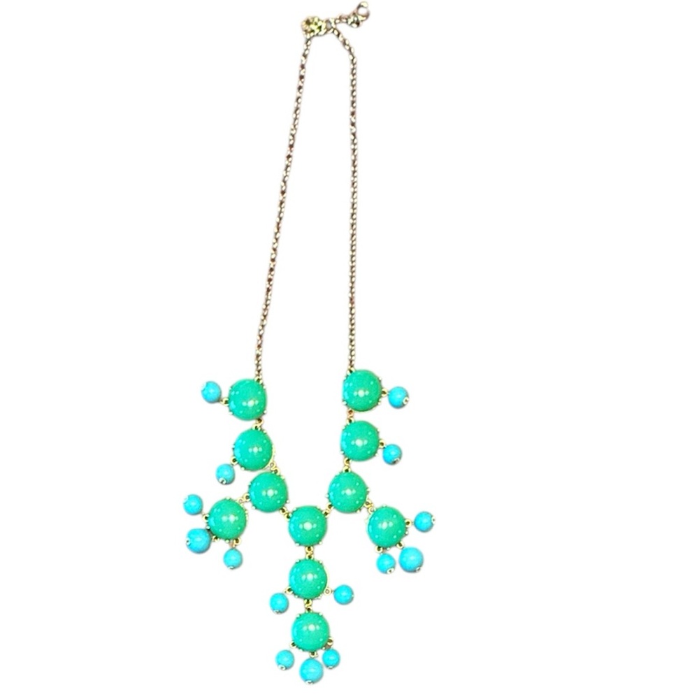 Vintage J. Crew Turquoise Jade Green Chunky Bubble Beads Statement Necklace